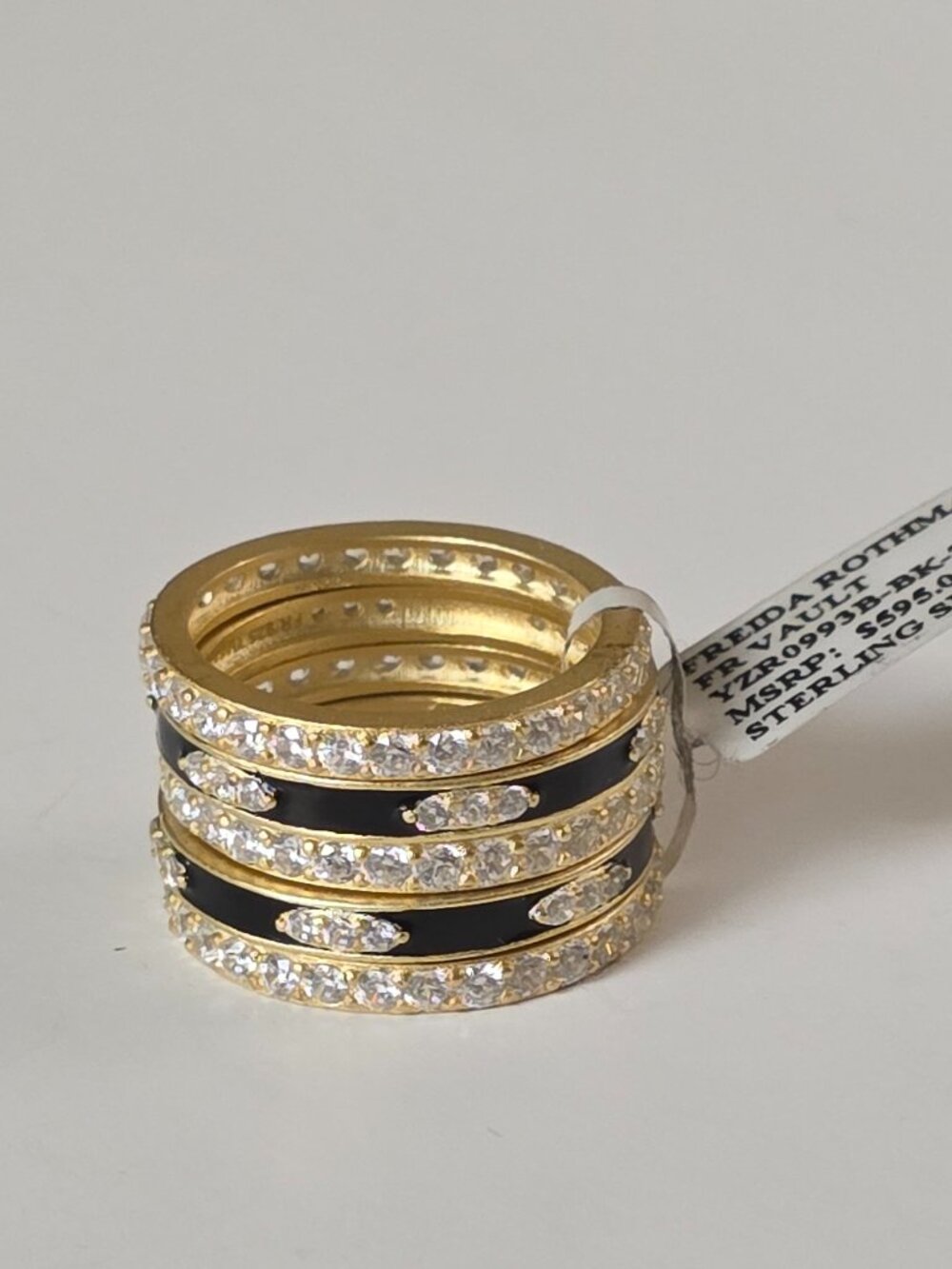 Freida Rothman Gold Plated Two Tone 5-Stack Ring - Picture 3 of 12